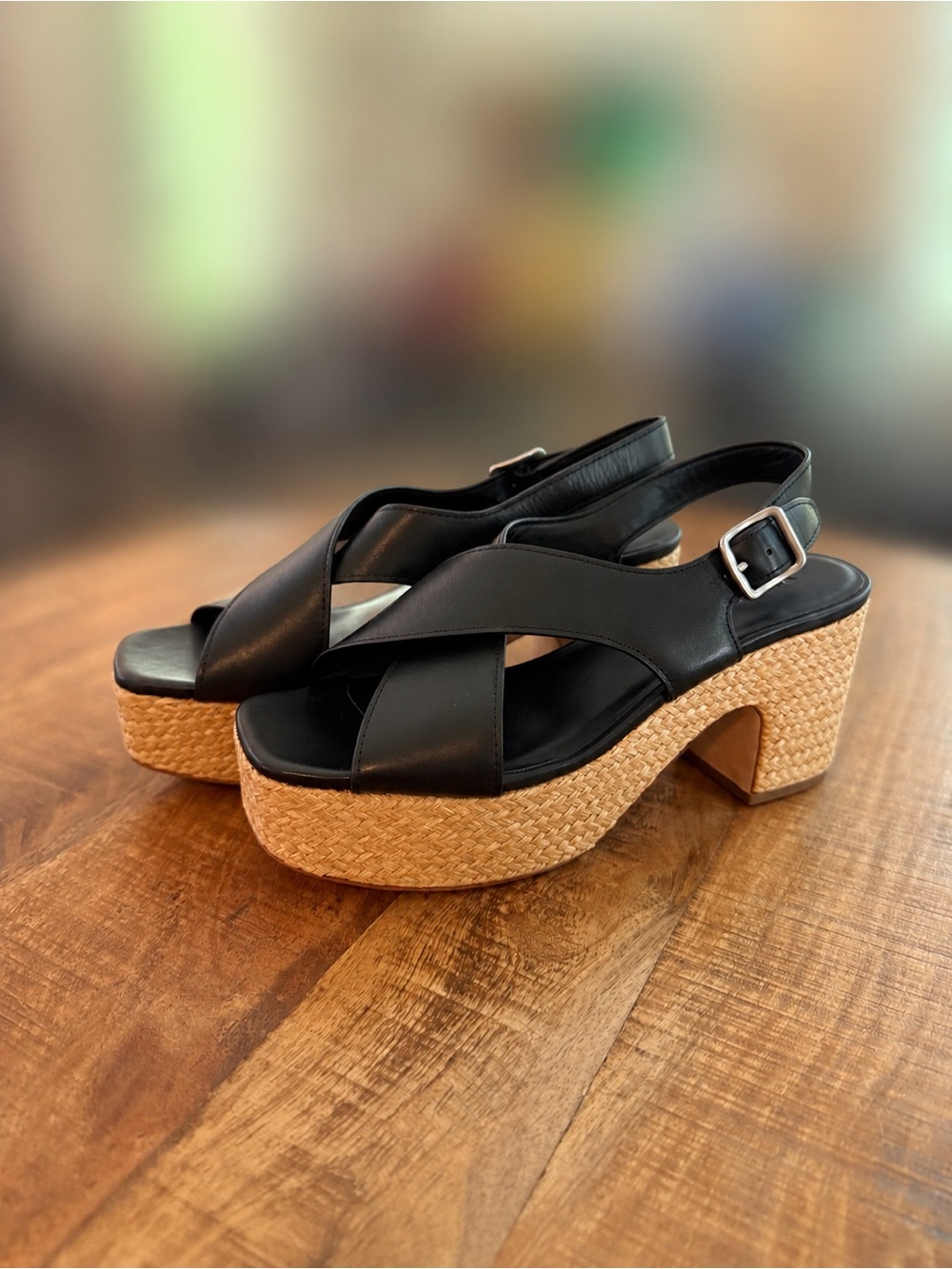 NEW Vince Clementine Black Leather Platform Sandals, Size 9 - Picture 8 of 10